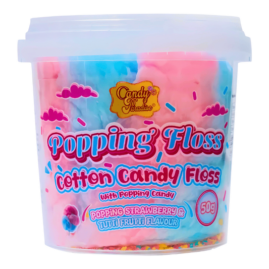 Candy Paradise Popping Cotton Candy Floss Tubs 50g Verpackung
Candy Paradise Popping Cotton Candy Zuckerwatte Dose
Candy Paradise Popping Cotton Candy mit Knisterzucker
Candy Paradise Popping Cotton Candy Fluffy Floss Nahaufnahme
Candy Paradise Popping Cotton Candy Floss 50g Produktbild