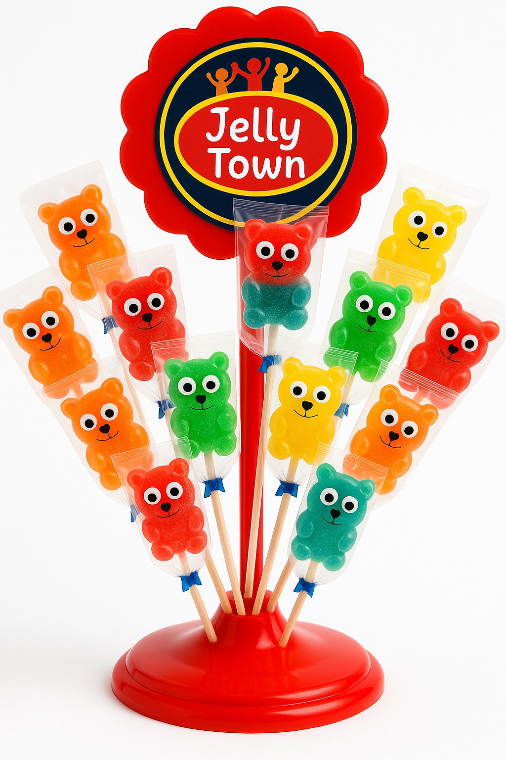 Jelly Town Teddybeervormige Jellypop Stick 40g (1st)