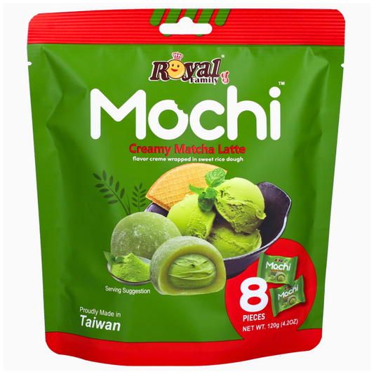 Royal Mochi Creamy Matcha Latte Flavour 120g Verpackung
Royal Mochi Matcha Latte Reiskuchen asiatisches Dessert
Royal Mochi Matcha Mochi mit Matcha Creme
Royal Mochi Creamy Matcha Latte asiatische Süßigkeit
Royal Mochi Matcha Latte Mochi Verpackung Vorderseite 🍵