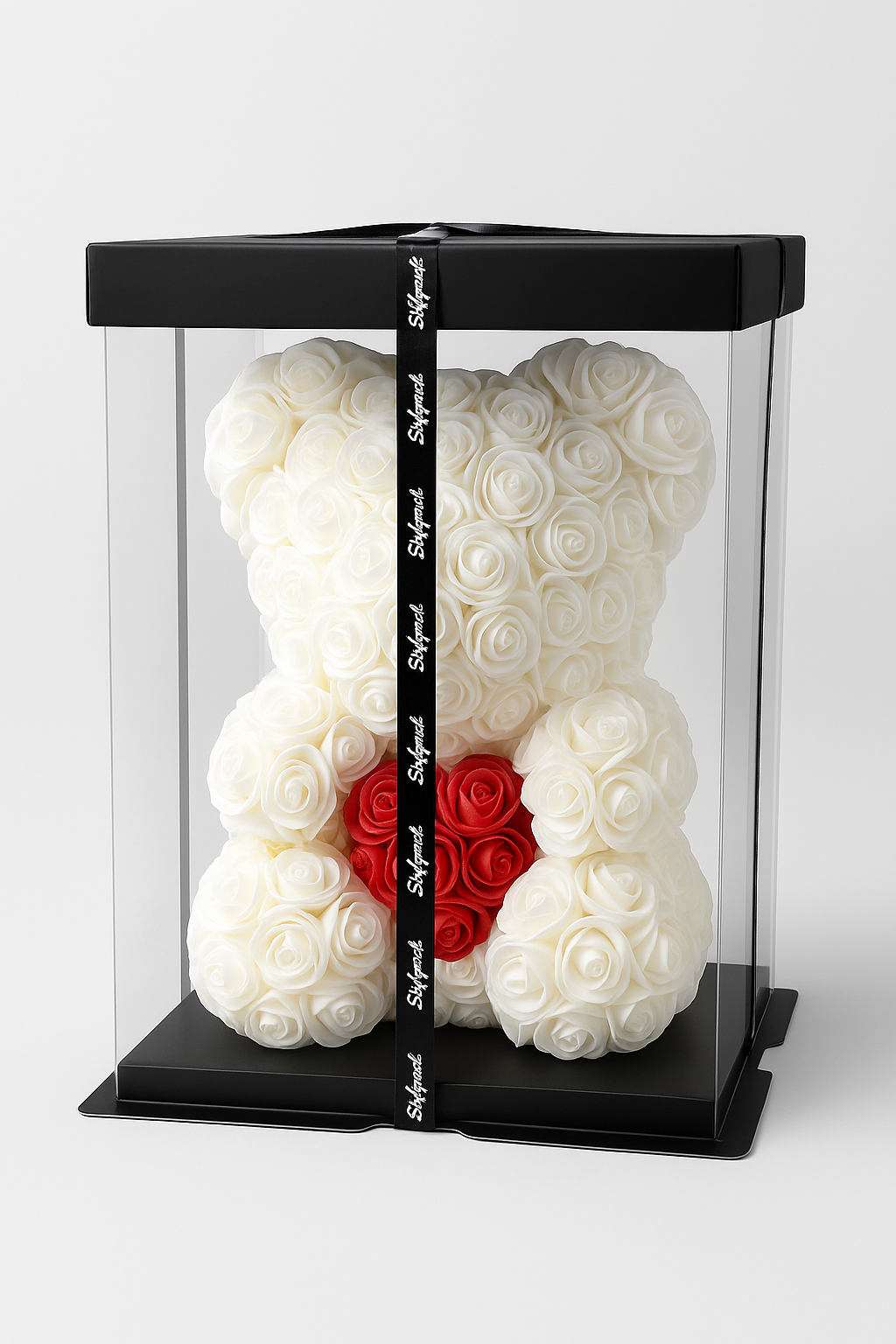 Rosen-Teddybär 25cm (weiß)