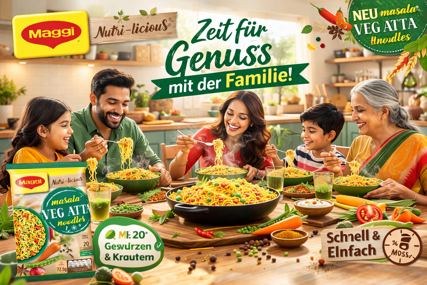 10Stk Maggi Masala Veg Atta Nudeln 750g