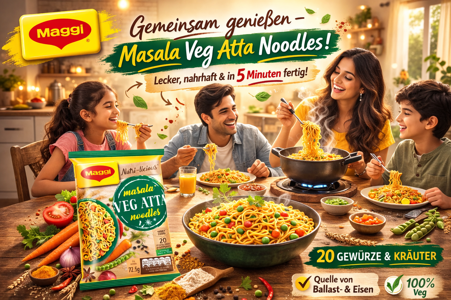 10Stk Maggi Masala Veg Atta Nudeln 750g
