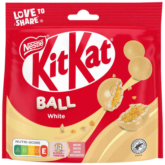 KitKat Balls White 130g kaufen
KitKat White Balls knusprige Waffel Schokolade
KitKat weiße Schokolade Balls Snack
KitKat Kugeln White Chocolate 130g