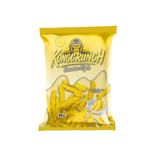 Kongcrunch Banana Style Beutel 90g Verpackung Vorderseite

Kongcrunch Banana Style knuspriger Bananen Snack 90g

Kongcrunch Banana Style Crunch Snack Nahaufnahme

Kongcrunch Banana Style Knabbersnack 90g Produktbild