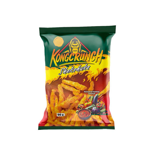 Kongcrunch Shakshuka Style Beutel 90g Verpackung Vorderseite

Kongcrunch Shakshuka Style würziger Snack 90g

Kongcrunch Shakshuka Style Crunch Snack Nahaufnahme

Kongcrunch Shakshuka Style Knabbersnack 90g Produktbild