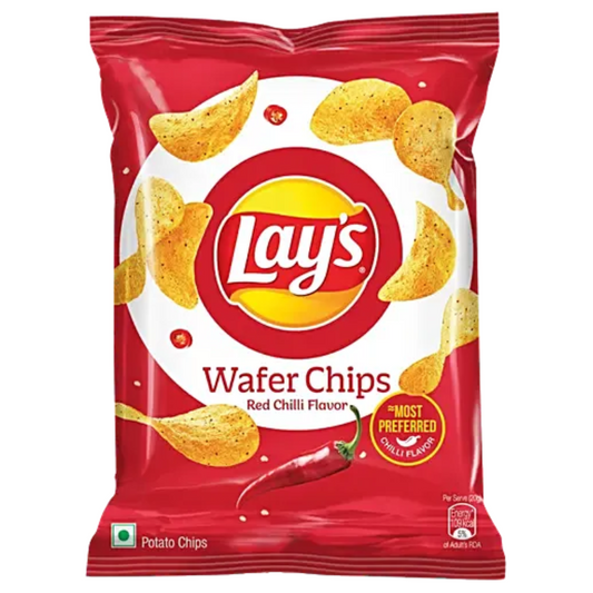Lays Wafer Style Red Chili Flavour 53g Chips Verpackung

Lays Wafer Style Red Chili Chips 53g

Lays Red Chili Wafer Style Kartoffelchips Nahaufnahme

Lays Wafer Style Red Chili würzige Chips

Lays Wafer Style Red Chili Import Chips 53g