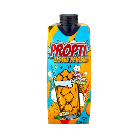 PROPTI Eistee Pfirsich 0,5l Flasche Erfrischungsgetränk mit Schwarztee und Pfirsichgeschmack
