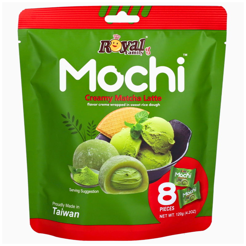 Royal Mochi Creamy Matcha Latte Flavour 120g Verpackung

Royal Mochi Matcha Latte Reiskuchen asiatisches Dessert

Royal Mochi Matcha Mochi mit Matcha Creme

Royal Mochi Creamy Matcha Latte asiatische Süßigkeit

Royal Mochi Matcha Latte Mochi Verpackung Vorderseite 🍵