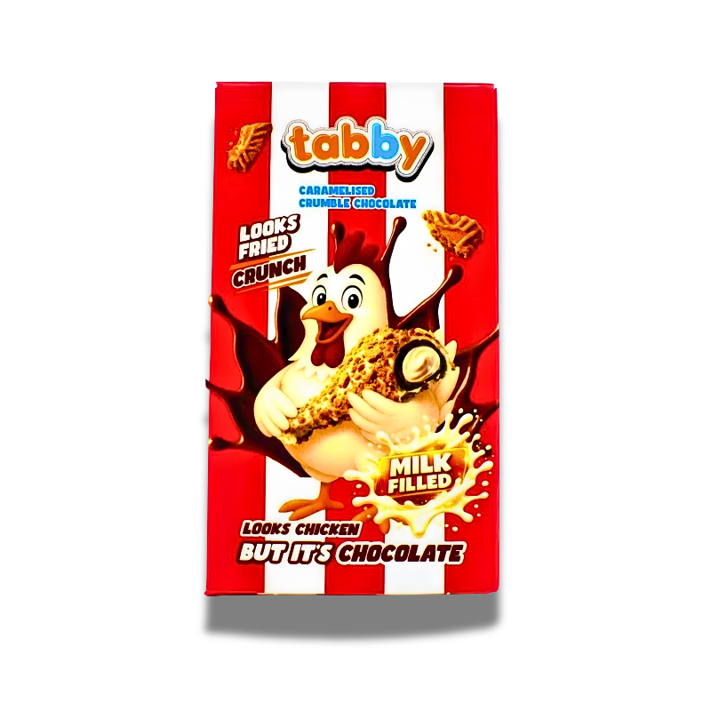 Tabby Chocolate Chicken Drumstick 50g Verpackung

Tabby Schokolade Hähnchenkeule Form Süßigkeit

Tabby Chocolate Chicken Drumstick lustige Schokolade

Tabby Chicken Drumstick Chocolate Snack 50g

Tabby Chocolate Chicken Drumstick Verpackung Vorderseite 🍗🍫